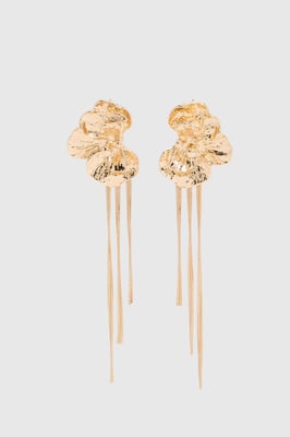 Orchid Flower Fringed Statement Earrings