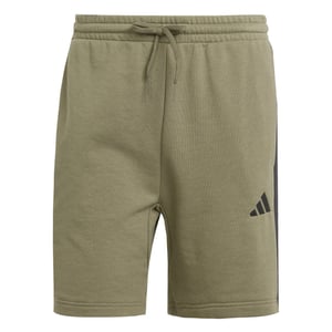 Men's adidas Essentials 3 Stripe Fleece Shorts in Olive Strata