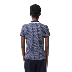 Women's Lacoste Jacquard Slim Fit Polo Shirt in Methylene/Flour