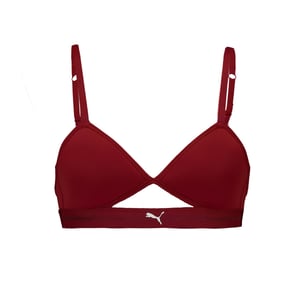 Women's Puma Peek A Boo Triangle Bralette in Burgundy