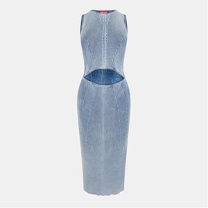 Women's Diesel M Taryn Crew Neck Midi Bodycon Dress in Faded Denim