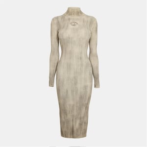 Women's Diesel Zary C High Neck Long Sleeve Maxi Dress in Brushed Nickel