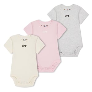 Girls Off White 3 Pack Lettering Crew Neck Bodysuit in Multicolor