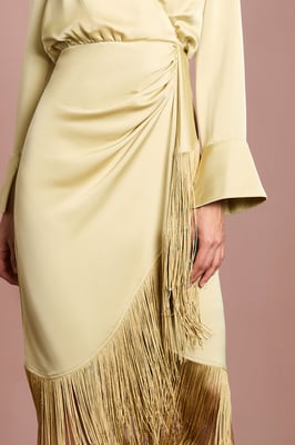 Fringe Satin Shirt Dress