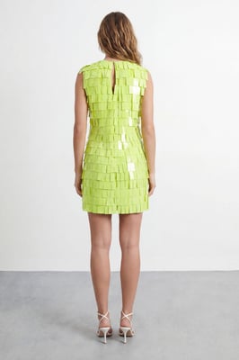 Fringe Sequin Shoulder Pad Mini Dress