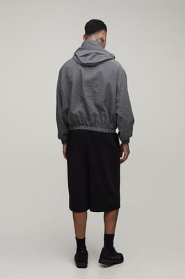 Tall Oversized Boxy Check Hooded Toggle Cagoule