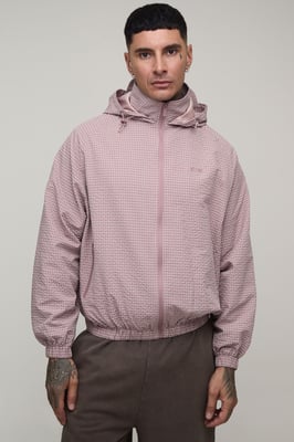 Tall Oversized Boxy Check Hooded Toggle Cagoule