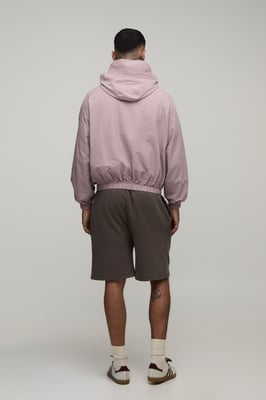 Tall Oversized Boxy Check Hooded Toggle Cagoule