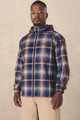 Regular Fit Man Branded Check Cagoule