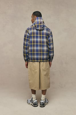 Regular Fit Man Branded Check Cagoule