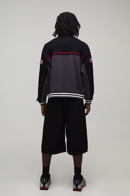 Boxy Fit Biker Neck Colour Block Moto Jersey Jacket