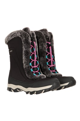 'Ohio' Youth Snow Boots with Rubber Outsole Waterproof Cosy Winter Shoes Pink