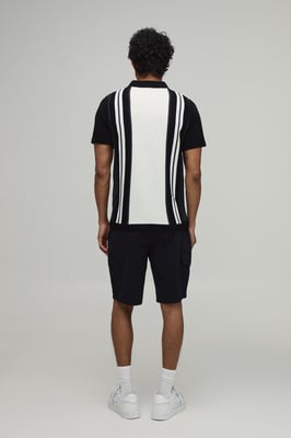 Regular Fit 1/4 Zip Striped Knitted Polo
