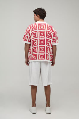 Oversized Boxy Crochet Tapestry Knitted Polo