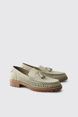 Faux Suede Weave Track Sole Loafer