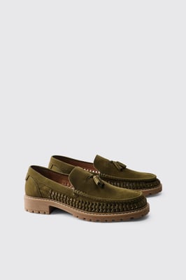 Faux Suede Weave Track Sole Loafer