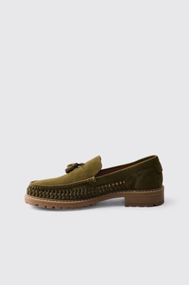 Faux Suede Weave Track Sole Loafer