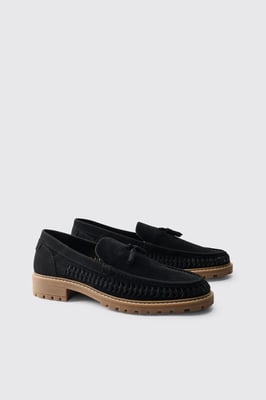 Faux Suede Weave Track Sole Loafer