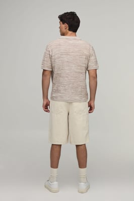 Regular Fit Marled Cotton Blend Knitted Shirt