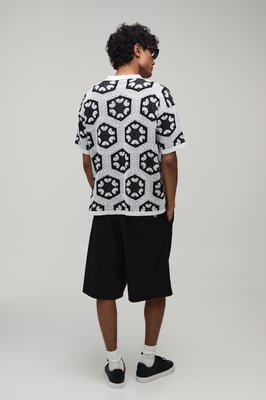 Relaxed Crochet Tapestry Knitted Shirt
