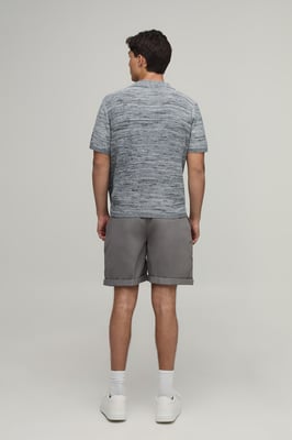 Regular Fit Marled Cotton Blend Knitted Shirt