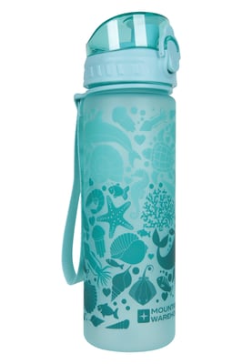BPA Free Kids Printed Plastic Water Bottle Lightweight Leakproof Push Lid Turquoise
