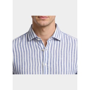 Blue Coast Overhemd heren 100% linnen, lichtgroen streep 118r4/0018