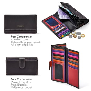Women’s Genuine Leather RFID Purse Multi Card Wallet in Black