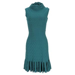 Alaïa Jacquard Miniklänning Med Hock Neck I Blågrön Viskos