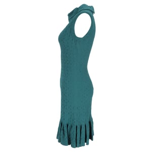 Alaïa Jacquard Miniklänning Med Hock Neck I Blågrön Viskos