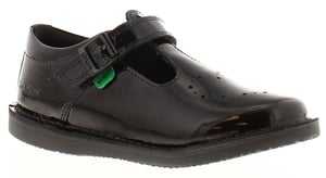 Kickers Girls School Shoes Younger Girls Kopi T Bar Heart Leather Buckle black