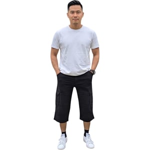 Mens Cargo Shorts Chino Pants 3/4 Camouflage Multi Pocket Long Three Quarter New