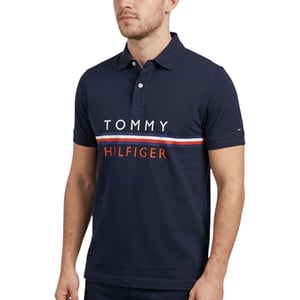 TOMMY HILFIGER Mens Polo T Shirts Flag Logo Short Sleeve Casual Cotton Tee