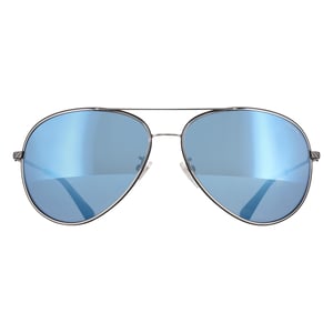 Police Aviator Mens Shiny Palladium with Semi-Shiny Black Blue Mirror SPLL11 Octane 8