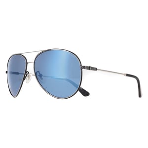 Police Aviator Mens Shiny Palladium with Semi-Shiny Black Blue Mirror SPLL11 Octane 8