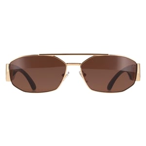 Versace Rectangle Unisex Gold Dark Brown VE2287