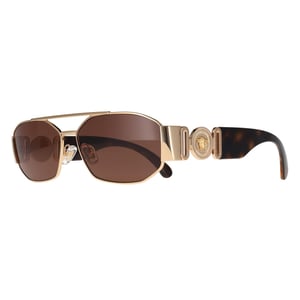 Versace Rectangle Unisex Gold Dark Brown VE2287