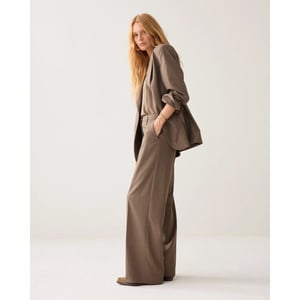 Summum 4s3047-12481 742 trousers wide leg twill melange taupe