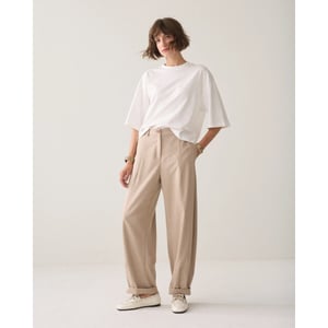 Summum 4s3041-12481 708 trousers barrel fit twill melange light taupe