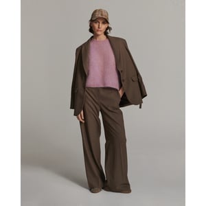 Summum 4s3047-12481 742 trousers wide leg twill melange taupe