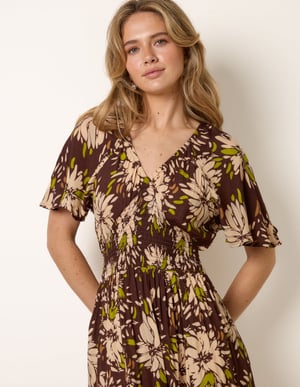 Shirred Waist Hanky Hem Dress