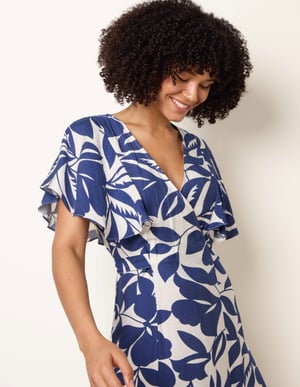 Printed V Neck Dress