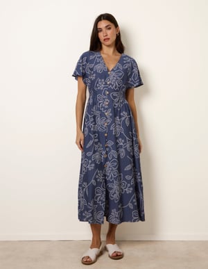 Button Front Midi Dress