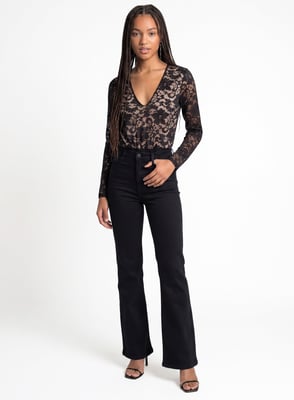 Long Sleeved Lace Mesh Bodysuit