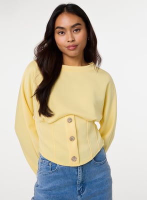 Button Front Corset Sweatshirt