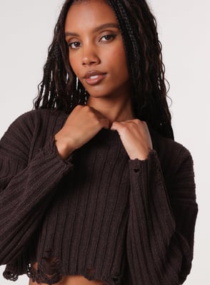 Distressed Crop Knit Jumper