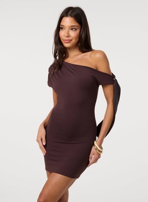Soft Cotton Asymmetric Tie Sleeve Dress