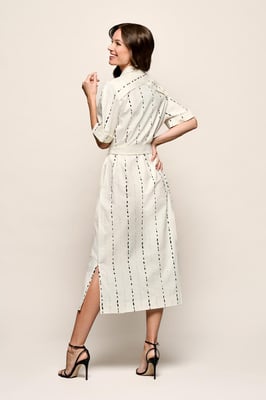 Logan Print Jurk Offwhite / Zwart
