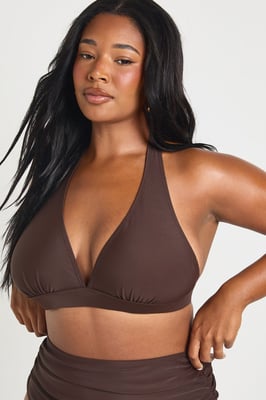 Plus Essentials Plunge Halterneck Bikini Top