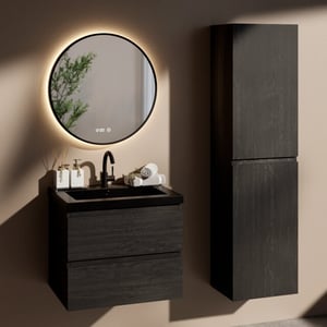 Mirlux Badkamermeubelset imperial 60cm zwart eiken wastafel zwart